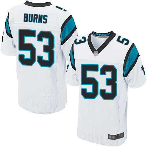 Panthers #53 Brian Burns White Men's Stitched Football Elite Jersey - Click Image to Close