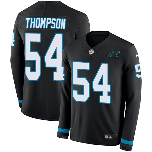 Nike Panthers #54 Shaq Thompson Black Team Color Men's Stitched NFL Limited Therma Long Sleeve Jersey - Click Image to Close