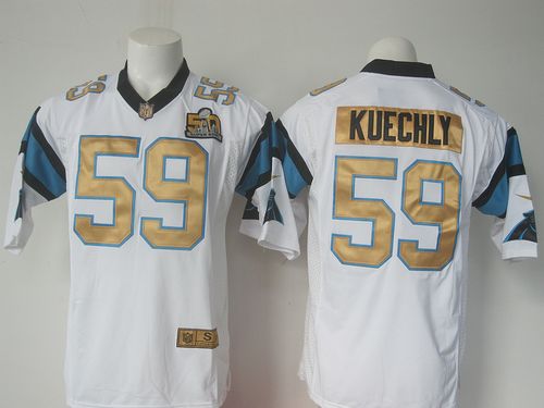 Nike Panthers #59 Luke Kuechly White Super Bowl 50 Collection Men's Stitched NFL Elite Jersey