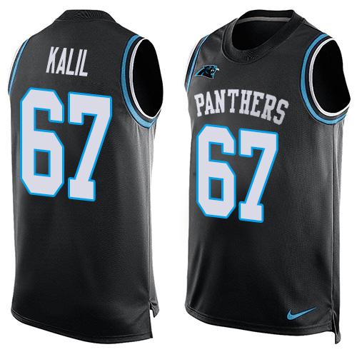 Nike Panthers #67 Ryan Kalil Black Team Color Men's Stitched NFL Limited Tank Top Jersey