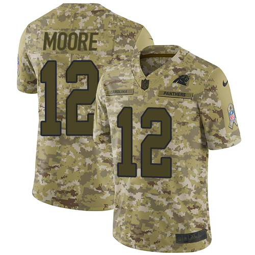 Nike Panthers #12 DJ Moore Camo Men's Stitched NFL Limited 2018 Salute To Service Jersey