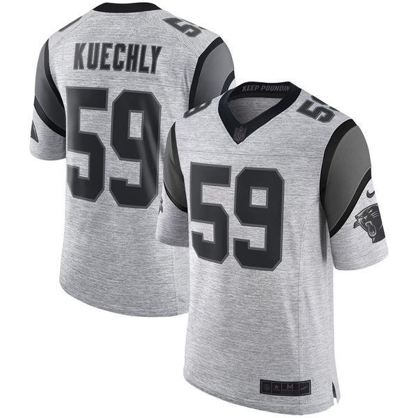 Nike Panthers #59 Luke Kuechly Gray Men's Stitched NFL Limited Gridiron Gray II Jersey