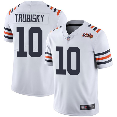 Bears #10 Mitchell Trubisky White Alternate Men's Stitched Football Vapor Untouchable Limited 100th Season Jersey