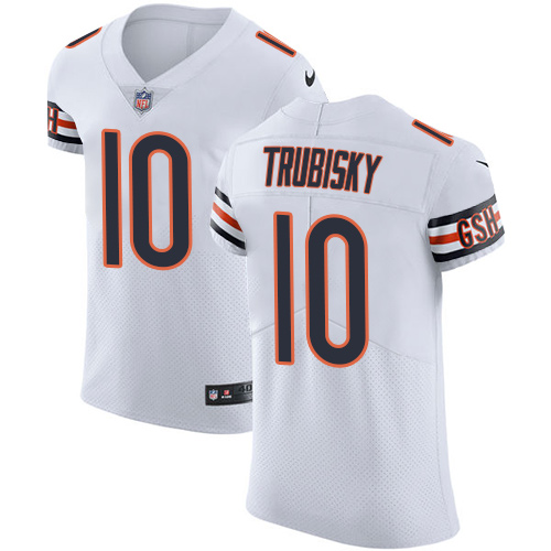 Nike Bears #10 Mitchell Trubisky White Men's Stitched NFL Vapor Untouchable Elite Jersey - Click Image to Close