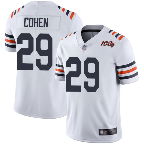 Bears #29 Tarik Cohen White Alternate Men's Stitched Football Vapor Untouchable Limited 100th Season Jersey