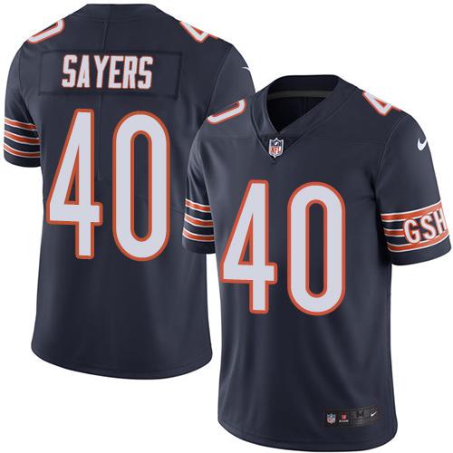 Nike Bears #40 Gale Sayers Navy Blue Team Color Men's Stitched NFL Vapor Untouchable Limited Jersey