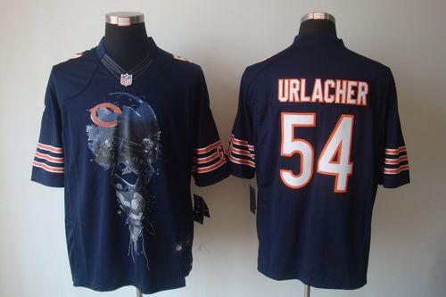 Nike Bears #54 Brian Urlacher Navy Blue Team Color Men's Stitched NFL Helmet Tri-Blend Limited Jersey