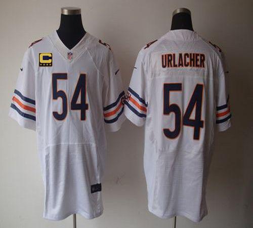 Nike Bears #54 Brian Urlacher White With C Patch Men's Stitched NFL Elite Jersey