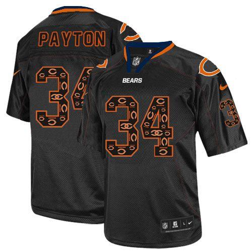 Nike Bears #34 Walter Payton New Lights Out Black Men's Stitched NFL Elite Jersey - Click Image to Close