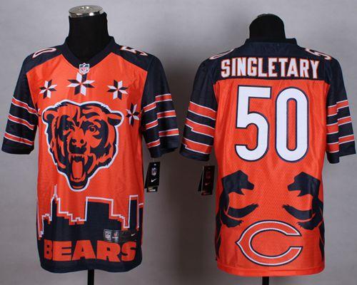 Nike Bears #50 Mike Singletary Orange Men's Stitched NFL Elite Noble Fashion Jersey - Click Image to Close