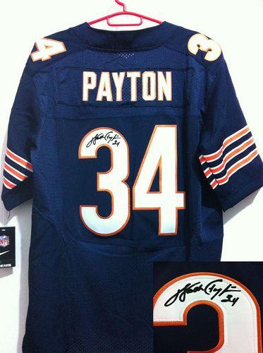 Nike Bears #34 Walter Payton Navy Blue Team Color Men's Stitched NFL Elite Autographed Jersey