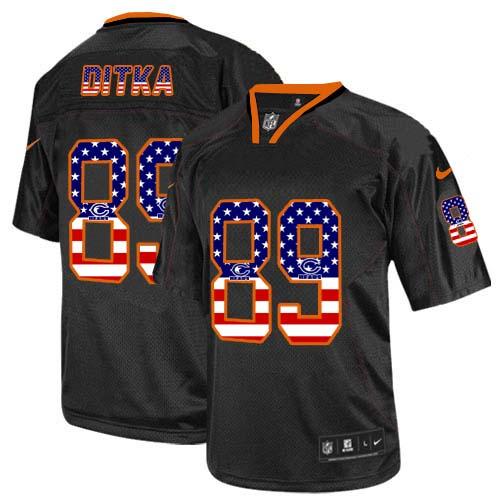 Nike Bears #89 Mike Ditka Black Men's Stitched NFL Elite USA Flag Fashion Jersey - Click Image to Close