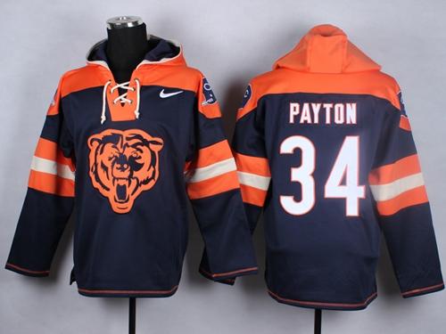 Nike Bears #34 Walter Payton Navy Blue Player Pullover NFL Hoodie