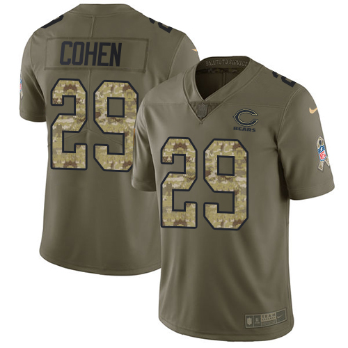 Nike Bears #29 Tarik Cohen Olive/Camo Men's Stitched NFL Limited 2017 Salute To Service Jersey - Click Image to Close