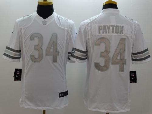 Nike Bears #34 Walter Payton White Men's Stitched NFL Limited Platinum Jersey