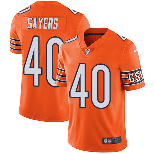 Nike Bears #40 Gale Sayers Orange Men's Stitched NFL Limited Rush Jersey - Click Image to Close