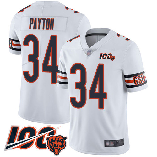 Bears #34 Walter Payton White Men's Stitched Football 100th Season Vapor Limited Jersey