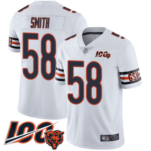 Bears #58 Roquan Smith White Men's Stitched Football 100th Season Vapor Limited Jersey - Click Image to Close