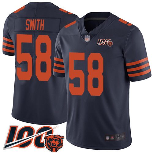 Bears #58 Roquan Smith Navy Blue Alternate Men's Stitched Football 100th Season Vapor Limited Jersey - Click Image to Close