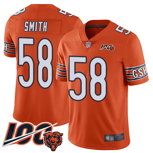 Bears #58 Roquan Smith Orange Men's Stitched Football Limited Rush 100th Season Jersey - Click Image to Close