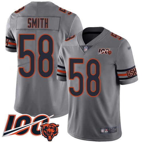 Bears #58 Roquan Smith Silver Men's Stitched Football Limited Inverted Legend 100th Season Jersey - Click Image to Close