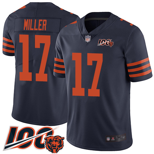 Bears #17 Anthony Miller Navy Blue Alternate Men's Stitched Football 100th Season Vapor Limited Jersey