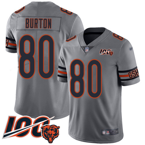 Bears #80 Trey Burton Silver Men's Stitched Football Limited Inverted Legend 100th Season Jersey - Click Image to Close