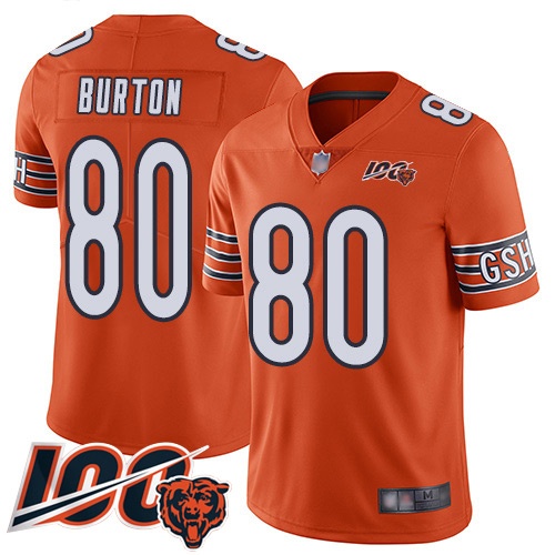 Bears #80 Trey Burton Orange Men's Stitched Football Limited Rush 100th Season Jersey - Click Image to Close