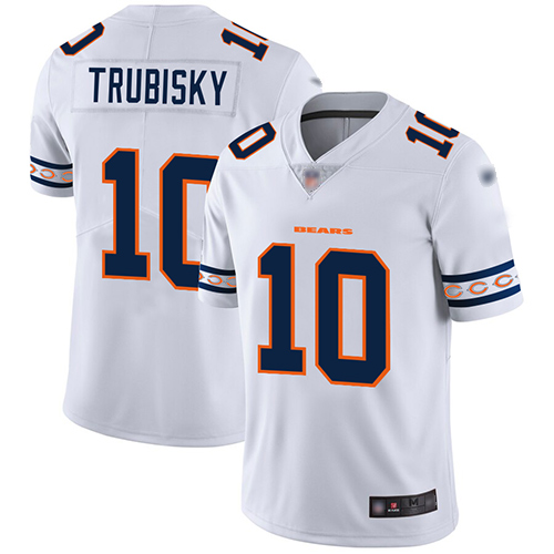 Bears #10 Mitchell Trubisky White Men's Stitched Football Limited Team Logo Fashion Jersey