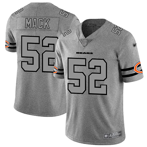 Bears #52 Khalil Mack Gray Men's Stitched Football Limited Team Logo Gridiron Jersey