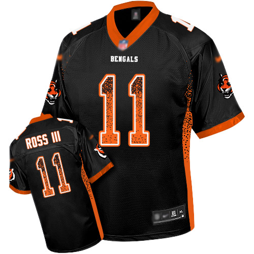 Bengals #11 John Ross III Black Team Color Men's Stitched Football Elite Drift Fashion Jersey