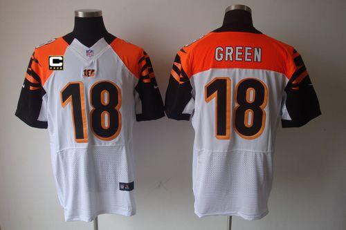 Nike Bengals #18 A.J. Green White With C Patch Men's Stitched NFL Elite Jersey - Click Image to Close