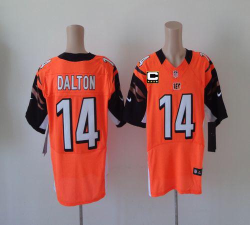 Nike Bengals #14 Andy Dalton Orange Alternate With C Patch Men's Stitched NFL Elite Jersey