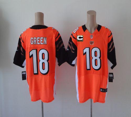 Nike Bengals #18 A.J. Green Orange Alternate With C Patch Men's Stitched NFL Elite Jersey