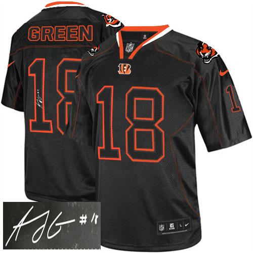 Nike Bengals #18 A.J. Green Lights Out Black Men's Stitched NFL Elite Autographed Jersey