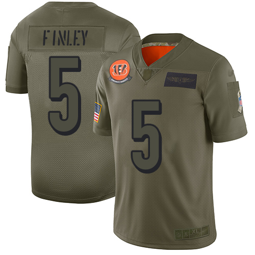 Bengals #5 Ryan Finley Camo Men's Stitched Football Limited 2019 Salute To Service Jersey