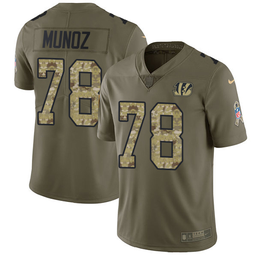 Nike Bengals #78 Anthony Munoz Olive/Camo Men's Stitched NFL Limited 2017 Salute To Service Jersey