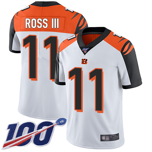 Bengals #11 John Ross III White Men's Stitched Football 100th Season Vapor Limited Jersey