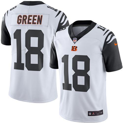 Nike Bengals #18 A.J. Green White Men's Stitched NFL Limited Rush Jersey - Click Image to Close