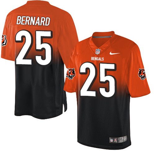 Nike Bengals #25 Giovani Bernard Orange/Black Men's Stitched NFL Elite Fadeaway Fashion Jersey