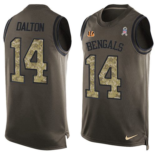 Nike Bengals #14 Andy Dalton Green Men's Stitched NFL Limited Salute To Service Tank Top Jersey - Click Image to Close