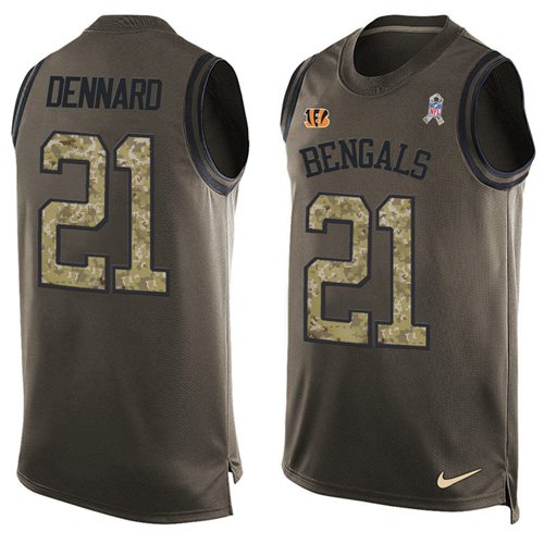 Nike Bengals #21 Darqueze Dennard Green Men's Stitched NFL Limited Salute To Service Tank Top Jersey - Click Image to Close