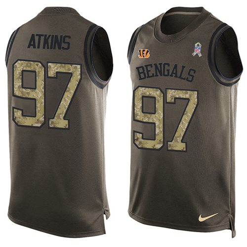 Nike Bengals #97 Geno Atkins Green Men's Stitched NFL Limited Salute To Service Tank Top Jersey - Click Image to Close