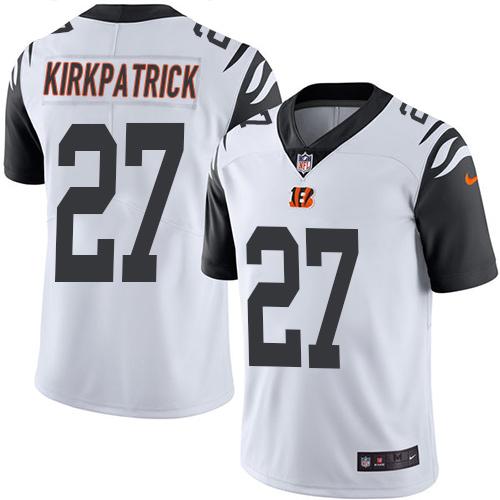 Nike Bengals #27 Dre Kirkpatrick White Men's Stitched NFL Limited Rush Jersey - Click Image to Close