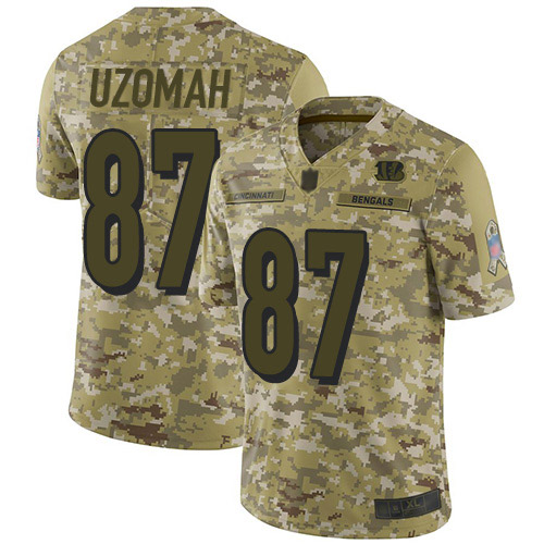 Bengals #87 C.J. Uzomah Camo Men's Stitched Football Limited 2018 Salute To Service Jersey