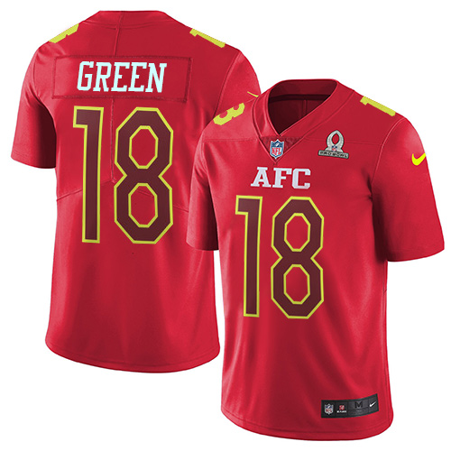 Nike Bengals #18 A.J. Green Red Men's Stitched NFL Limited AFC 2017 Pro Bowl Jersey - Click Image to Close