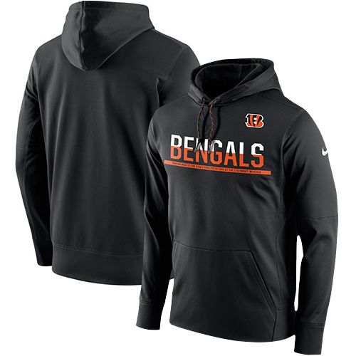 Men's Cincinnati Bengals Nike Black Sideline Circuit Pullover Performance Hoodie - Click Image to Close