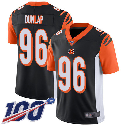 Bengals #96 Carlos Dunlap Black Team Color Men's Stitched Football 100th Season Vapor Limited Jersey - Click Image to Close