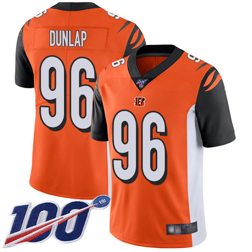 Bengals #96 Carlos Dunlap Orange Alternate Men's Stitched Football 100th Season Vapor Limited Jersey - Click Image to Close