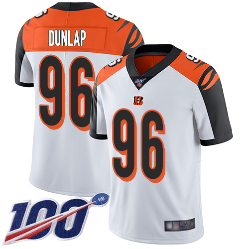 Bengals #96 Carlos Dunlap White Men's Stitched Football 100th Season Vapor Limited Jersey